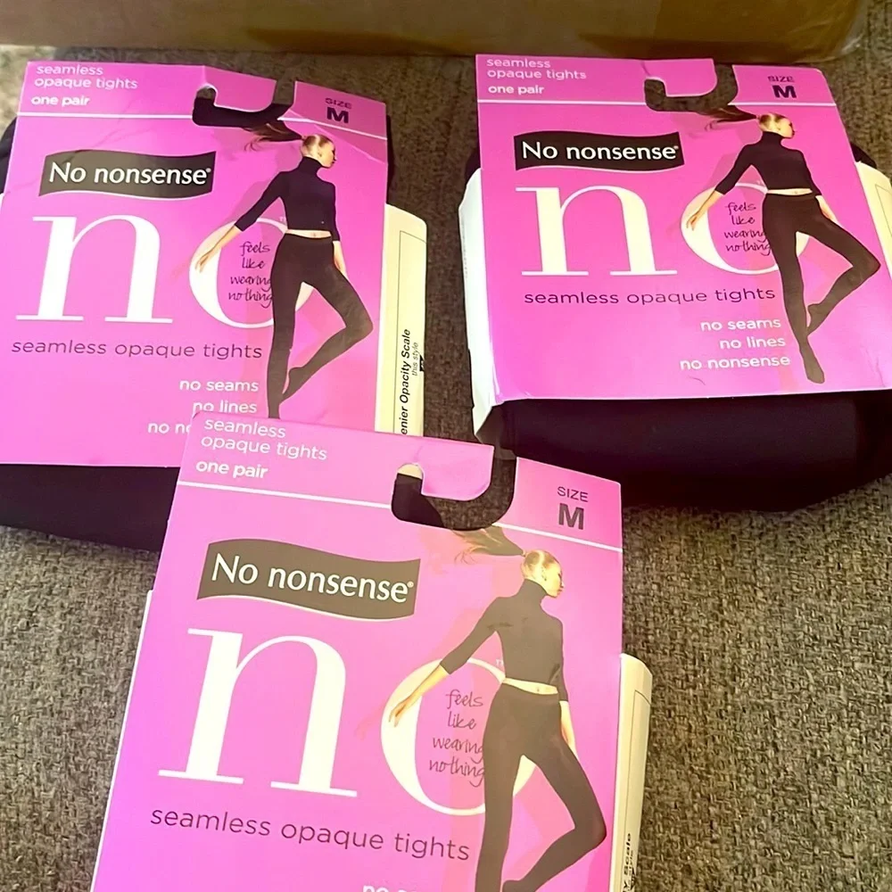 2 pairs No NonsenseOpaque Seamless Tights w\control top size: M Color: XBB Black